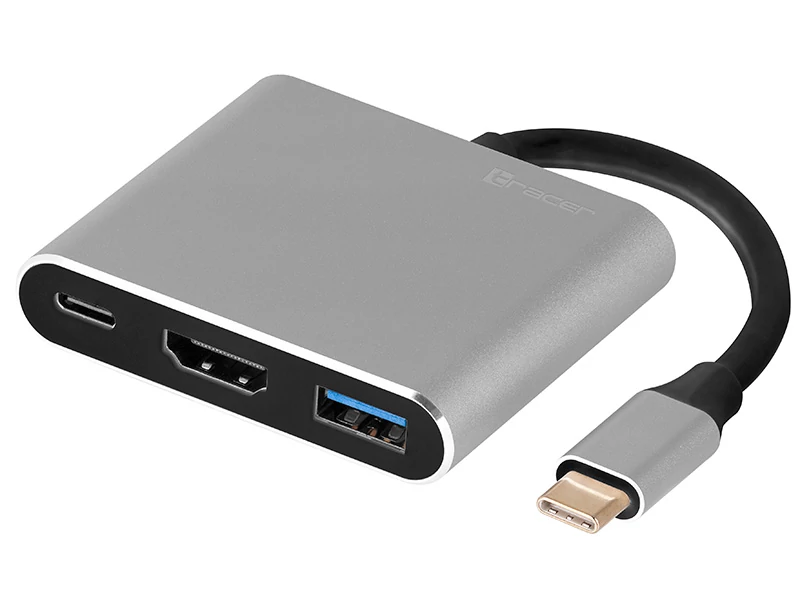 Tracer A-1, 60 W, 3 portos, USB 3.1, USB Type C, HDMI 1.4, Aluminium, Notebook dokkoló