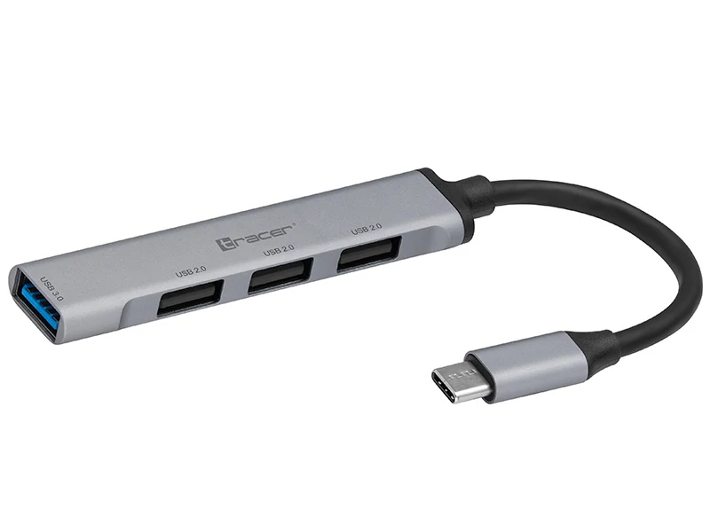 Tracer H40, 4 portos, USB 2.0, USB 3.0, USB Type C, Aluminium, USB Hub