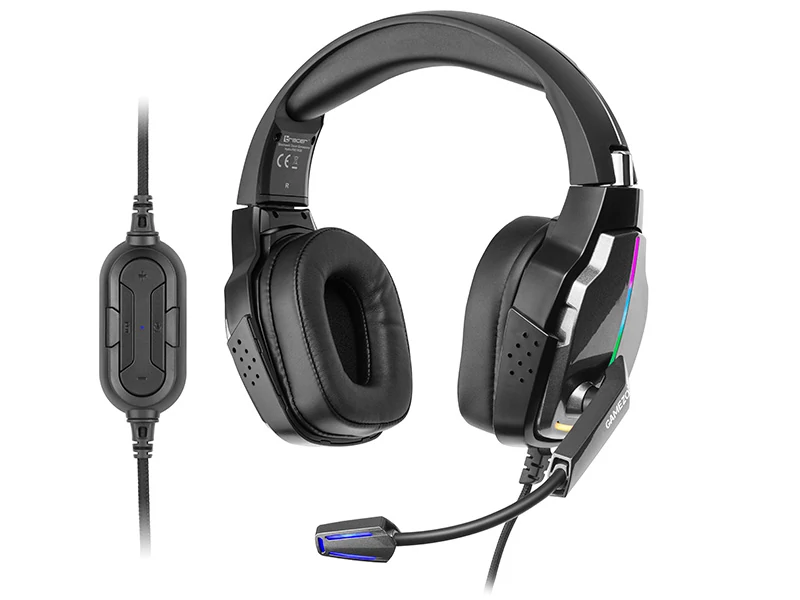 Headset cu fir, Tracer Hydra Pro, GameZone, Virtual Surround 7.1, 50 mm, RGB iluminare, USB, Negru